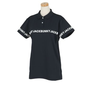ジャックバニー Jack Bunny!!　レディース 鹿の子 ロゴラインプリント 半袖 ポロシャツ 263-4160514　2024年モデル ネイビー（120）