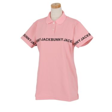 ジャックバニー Jack Bunny!!　レディース 鹿の子 ロゴラインプリント 半袖 ポロシャツ 263-4160514　2024年モデル ピンク（090）