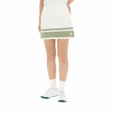 デサントゴルフ DESCENTE GOLF　レディース ロゴデザイン 配色ライン ニット スカート DGWXJE03　2024年モデル ホワイト（WH00）