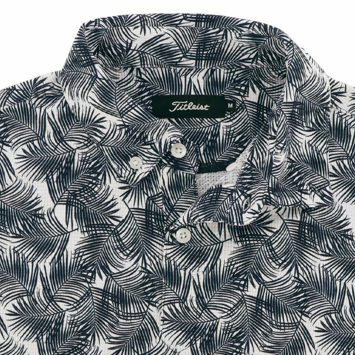 タイトリスト Titleist　メンズ ボタニカル 総柄 メッシュ生地 クーリング 半袖 ボタンダウン ポロシャツ TLPMS129J　2024年モデル 詳細4