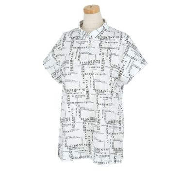 セントアンドリュース St ANDREWS　レディース 総柄 ロゴプリント 半袖 ポロシャツ 043-4160556　2024年モデル ホワイト（030）