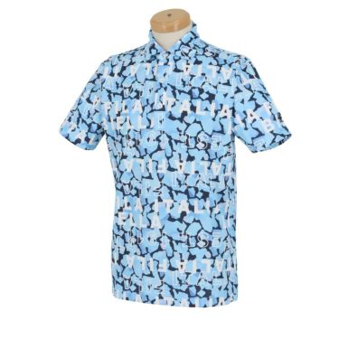 フィラ FILA　メンズ ロゴデザイン 総柄 グラフィックプリント 半袖 ポロシャツ 744-603　2024年モデル ブルー（BL）