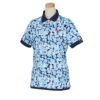 フィラ FILA　レディース ロゴデザイン 総柄 グラフィックプリント 半袖 ポロシャツ 754-602-2　2024年モデル ブルー（BL）