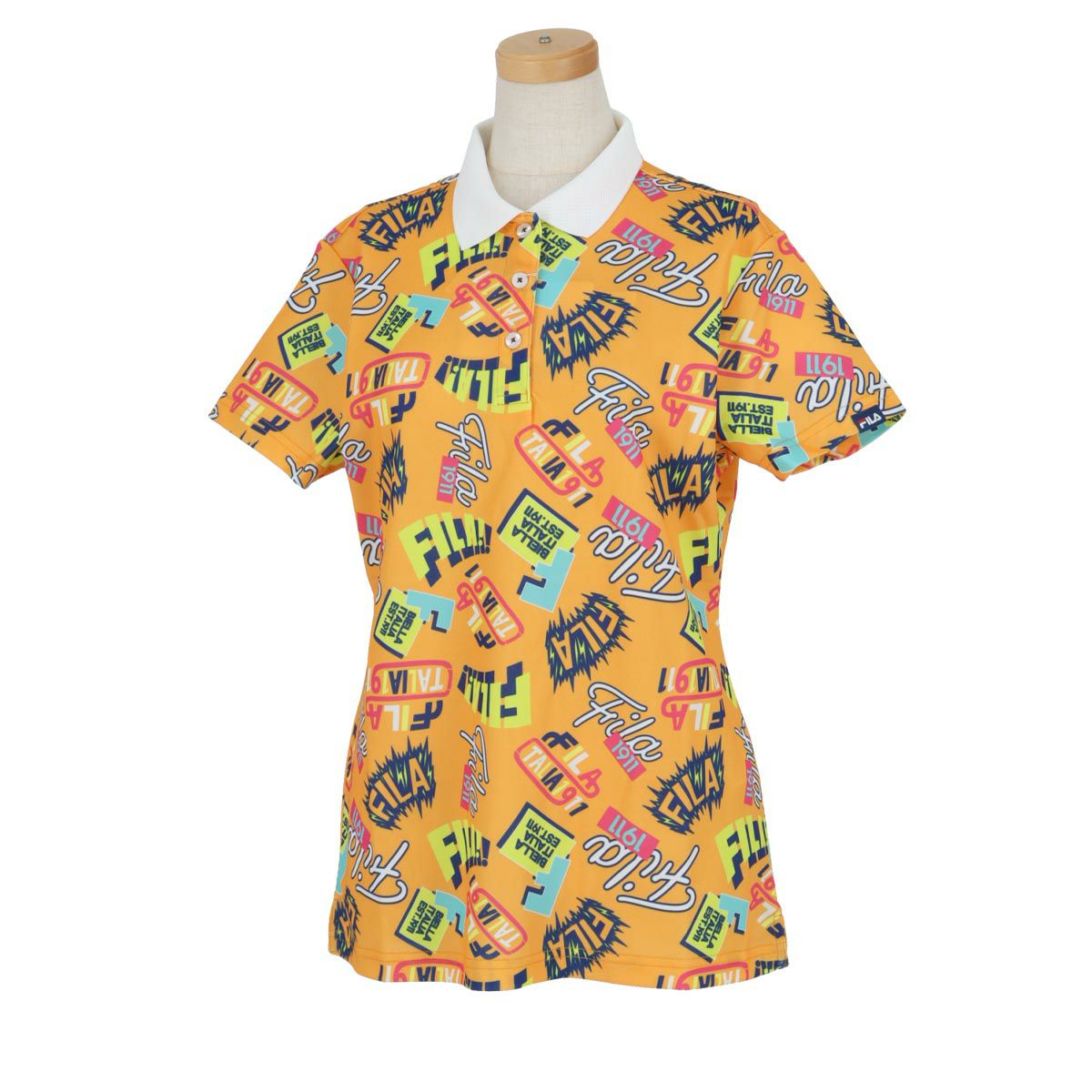 フィラ FILA　レディース ロゴデザイン コミック柄 半袖 ポロシャツ 754-608　2024年モデル オレンジ（OG）