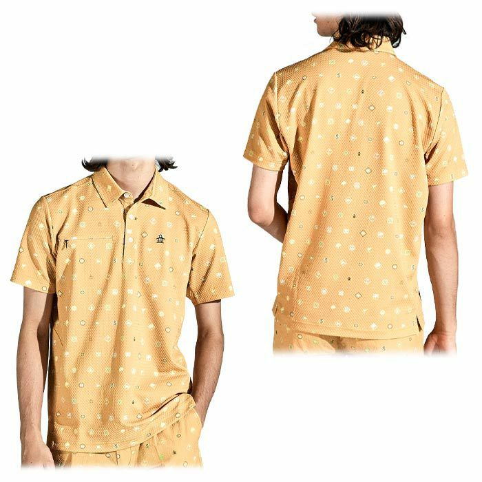 マンシングウェア Munsingwear　メンズ ロゴデザイン 総柄プリント サッカー生地 半袖 ポロシャツ MGMXJA13　2024年モデル 詳細1