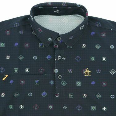 マンシングウェア Munsingwear　メンズ ロゴデザイン 総柄プリント サッカー生地 半袖 ポロシャツ MGMXJA13　2024年モデル 詳細2