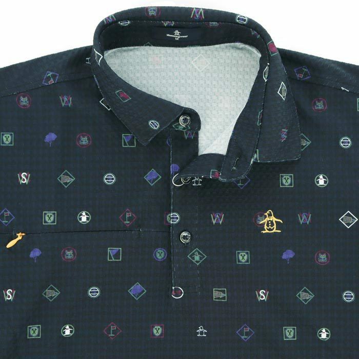 マンシングウェア Munsingwear　メンズ ロゴデザイン 総柄プリント サッカー生地 半袖 ポロシャツ MGMXJA13　2024年モデル 詳細3