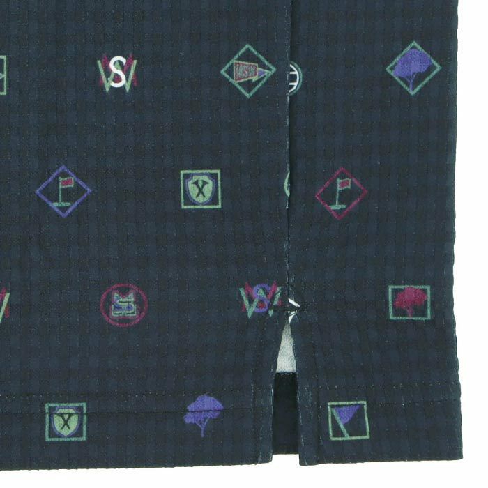 マンシングウェア Munsingwear　メンズ ロゴデザイン 総柄プリント サッカー生地 半袖 ポロシャツ MGMXJA13　2024年モデル 詳細4