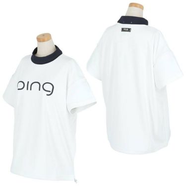 ピン PING　レディース ロゴプリント 配色切替 ストレッチ 半袖 ハイネックシャツ 622-4167310　2024年モデル 詳細2