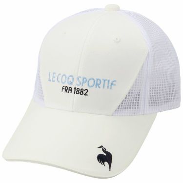 ルコック Le coq sportif　メンズ ロゴ刺繍 クーリング メッシュキャップ QGBXJC09 WH00 ホワイト　2024年春夏モデル ホワイト（WH00）