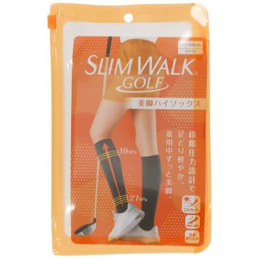 スリムウォーク ゴルフ SLIMWALK GOLF　レディース 美脚 ハイソックス ブラック　2024年モデル ブラック