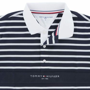 トミー ヒルフィガー ゴルフ　メンズ 配色切替 胸ボーダー柄 半袖 ポロシャツ THMA422　2024年モデル 詳細4