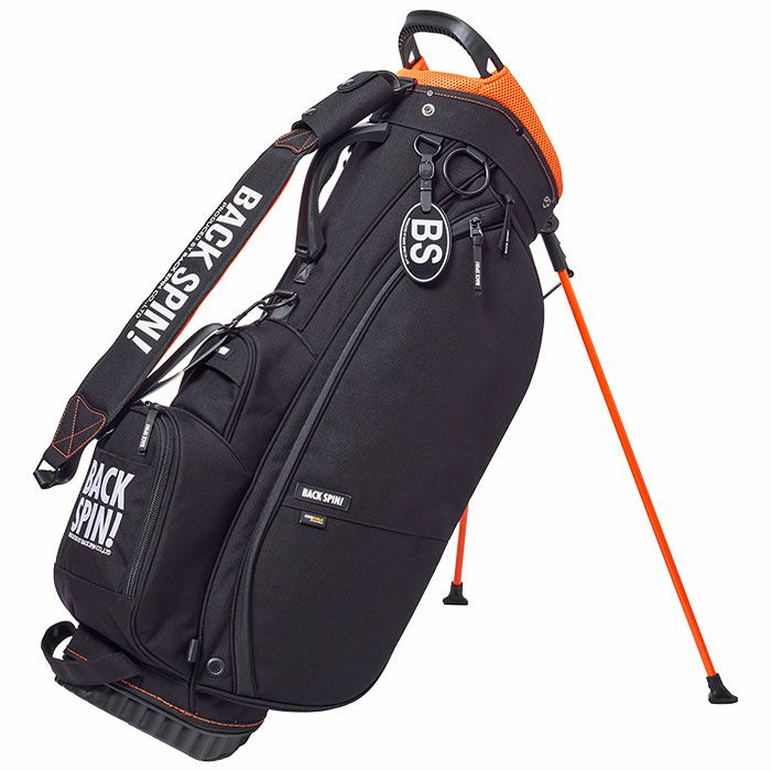BENNINGTON キャディバッグ ブラック・オレンジ バックスピンゴルフ BACK SPIN! GOLF 軽量 スタンド キャディバッグ