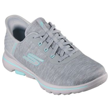 スケッチャーズ SKECHERS　GO GOLF ウォーク5 スリップイン レディース スパイクレス ゴルフシューズ 123085　2024年モデル GRAY/AQUA（GYAQ）