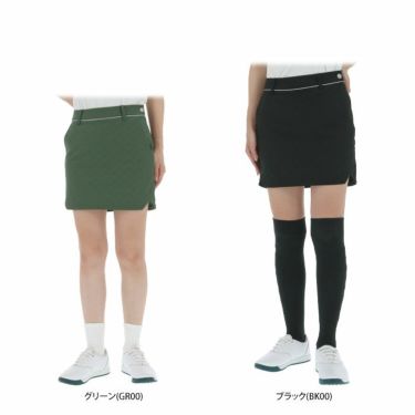 デサントゴルフ DESCENTE GOLF　レディース ロゴデザイン モノグラム柄 ジャカード ストレッチ インナーパンツ一体型 スカート DGWXJE09　2024年モデル 詳細1