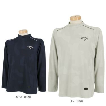 キャロウェイ Callaway　メンズ ロゴプリント カモフラ柄 ジャガード ストレッチ 長袖 モックネックシャツ C23233102　2023年モデル 詳細1