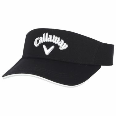 キャロウェイ Callaway　メンズ 立体刺繍ロゴ ベーシック コットンツイル サンバイザー C23990111 1010 ブラック　2023年モデル ブラック（1010）