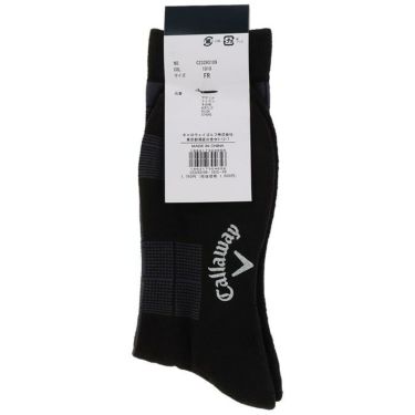キャロウェイ Callaway　メンズ チェック柄 ウォーム クルーソックス C23293109 1010 ブラック　2023年モデル 詳細1
