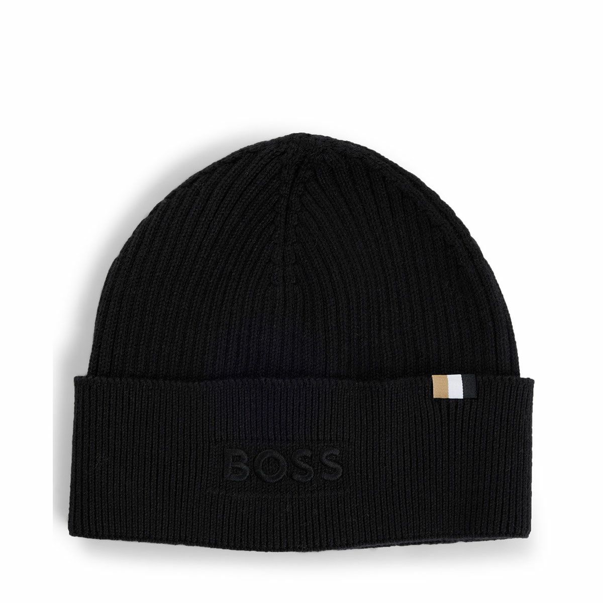 ボス BOSS　ロゴ刺繍 リブ ニットキャップ 50522427 001 ブラック　2024年モデル 詳細1
