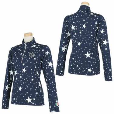 カッパ Kappa　レディース ロゴワッペン 総柄 スタープリント ストレッチ 長袖 ハーフジップシャツ KG562LS83 詳細4