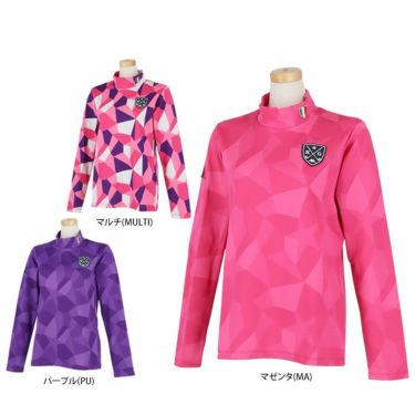 カッパ Kappa　レディース ロゴワッペン 総柄プリント ストレッチ 長袖 ハイネックシャツ KG562LS85 詳細1