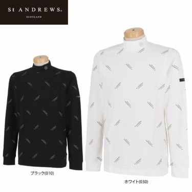 セントアンドリュース St ANDREWS　メンズ ロゴプリント 飛び柄 ベア天竺 ストレッチ 長袖 ハイネックシャツ 042-2266953 詳細1