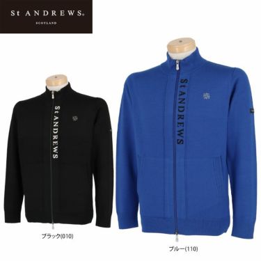 セントアンドリュース St ANDREWS　メンズ ロゴデザイン ストレッチ 長袖 フルジップ ニット ジャケット 042-2272051 詳細1