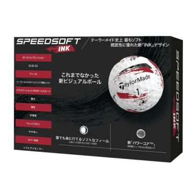 テーラーメイド　SPEED SOFT INK 2024年モデル ゴルフボール　1ダース（12球入り）　レッド 詳細1