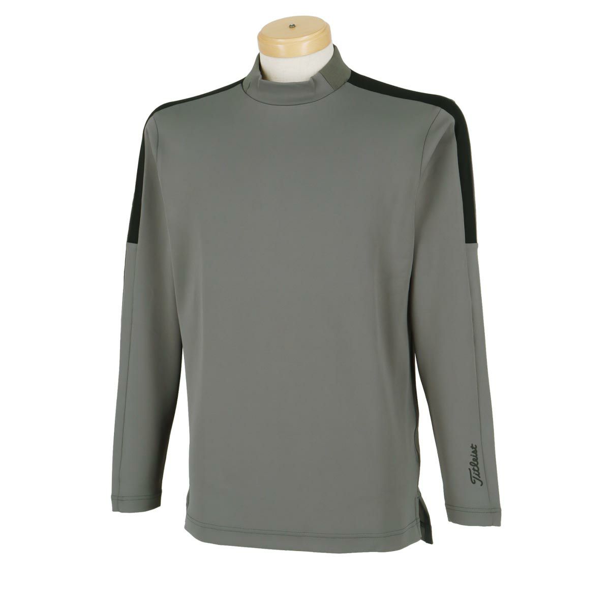 タイトリスト Titleist　メンズ 防風 ストレッチ 配色切替 長袖 リブ衿 モックネックシャツ TKPMT303J　2023年モデル チャコール（05）