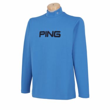 ピン PING　メンズ ロゴデザイン ストレッチ 長袖 ハイネックシャツ 621-4266911　2024年モデル ブルー（112）