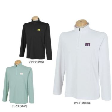 マンシングウェア Munsingwear　メンズ ENVOY 格子柄ジャカード ロゴデザイン 長袖 ハーフジップシャツ MEMWJB02　2023年モデル 詳細1