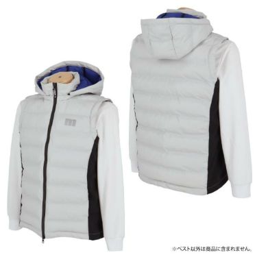 マンシングウェア Munsingwear　メンズ 防風 生地切替 着脱可能フード付き 中綿 ハイネック ベスト MEMWJK50　2023年モデル 詳細2