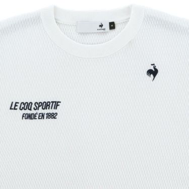 ルコック Le coq sportif　メンズ ロゴ刺繍 メッシュ柄 ライン配色 長袖 クルーネック セーター QGMWJL00　2023年モデル 詳細5