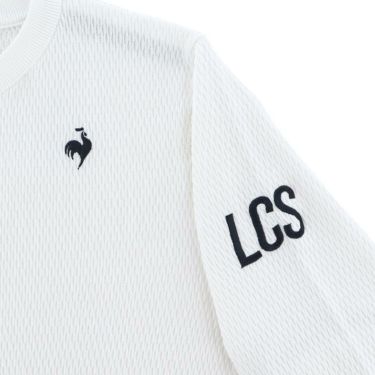 ルコック Le coq sportif　メンズ ロゴ刺繍 メッシュ柄 ライン配色 長袖 クルーネック セーター QGMWJL00　2023年モデル 詳細7