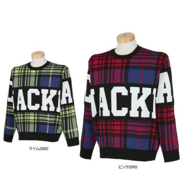 ジャックバニー Jack Bunny!!　メンズ タータンチェック柄 ビッグロゴジャカード 長袖 クルーネック セーター 262-4270045　2024年モデル 詳細1
