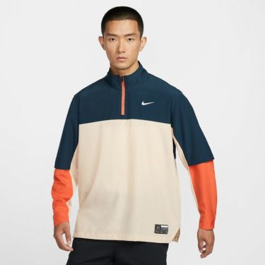 ナイキ NIKE　メンズ Dri-FIT 長袖 ハーフジップ ジャケット FQ1156 126 サンドドリフト/アーモリーネイビー/ビンテージコーラル/ホワイト　2024モデル サンド（126）