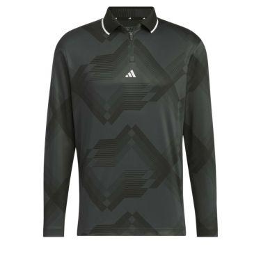 アディダス adidas　メンズ ULTIMATE365 グラフィックプリント 長袖 ハーフジップ ポロシャツ JSB98　2024年モデル カーボン（IX7774）