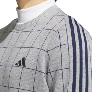 アディダス adidas　メンズ ULTIMATE365 スリーストライプス チェック柄 長袖 クルーネック セーター JTY60　2024年モデル 詳細3