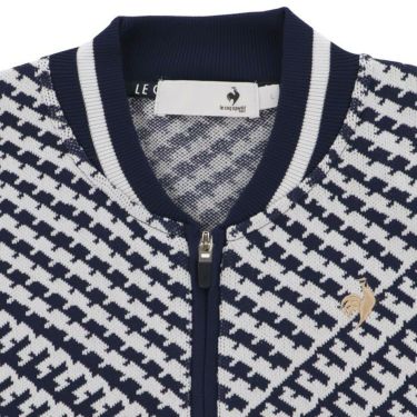 ルコック Le coq sportif　レディース 千鳥柄 バックロゴワッペン フルジップ ニット ベスト LG4FVE50L　2024年モデル 詳細3