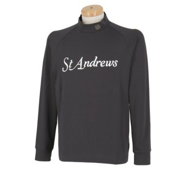 セントアンドリュース St ANDREWS　メンズ ベア天竺 ロゴプリント 長袖 ハイネックシャツ 042-4266951　2024年モデル グレー（021）