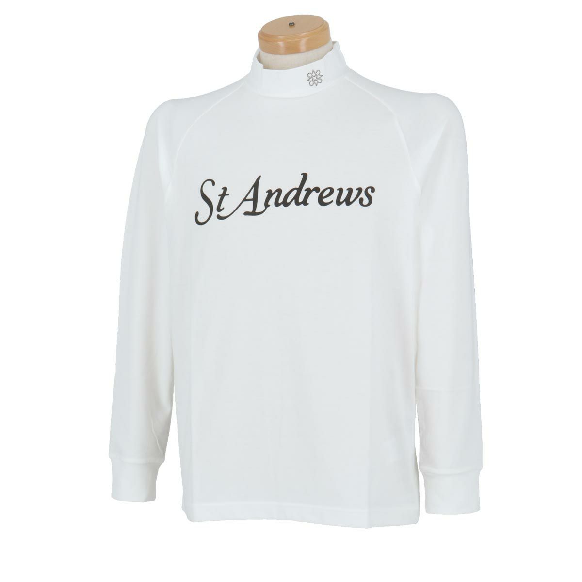 セントアンドリュース St ANDREWS　メンズ ベア天竺 ロゴプリント 長袖 ハイネックシャツ 042-4266951　2024年モデル ホワイト（030）