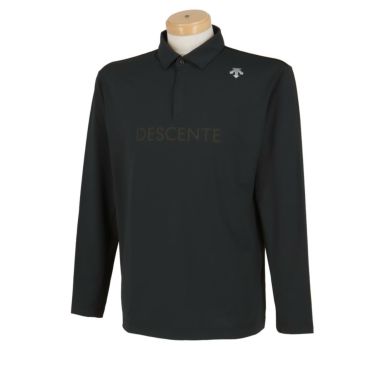 デサントゴルフ DESCENTE GOLF　メンズ ロゴプリント ベアスムース 生地切替 長袖 ポロシャツ DG4FLS03M　2024年モデル ブラック（BK00）