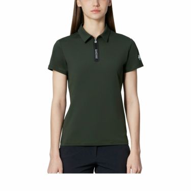 デサントゴルフ DESCENTE GOLF　レディース ロゴデザイン ベアスムース 半袖 ハーフジップ ポロシャツ DG4FHS01L　2024年モデル グリーン（GR00）