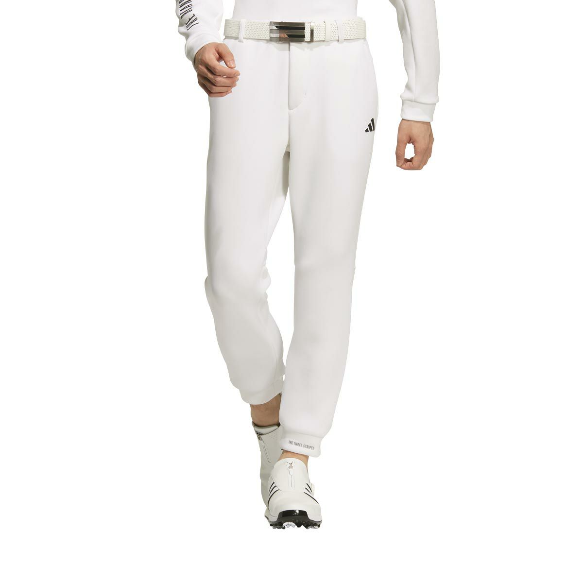 アディダス adidas　メンズ ULTIMATE365 ロゴプリント ダンボールニット ストレッチ 9分丈 ジョガーパンツ JSR70　2024年モデル ホワイト（JE3680）