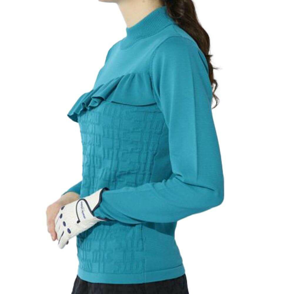 マリクレール marie claire　レディース フリル 切替デザイン ロゴジャカード 長袖 モックネック セーター 733-771　2023年モデル 詳細3