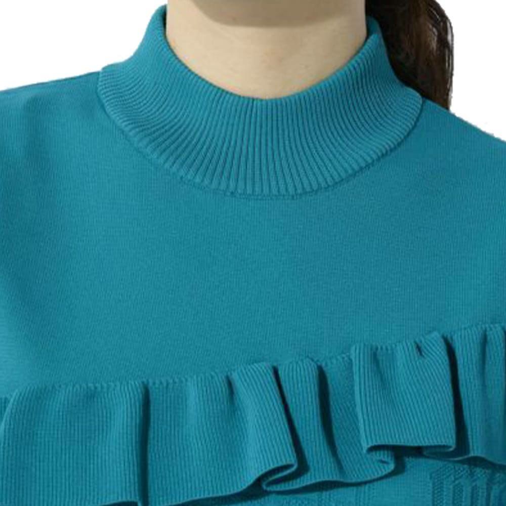 マリクレール marie claire　レディース フリル 切替デザイン ロゴジャカード 長袖 モックネック セーター 733-771　2023年モデル 詳細4