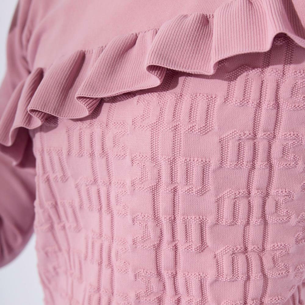 マリクレール marie claire　レディース フリル 切替デザイン ロゴジャカード 長袖 モックネック セーター 733-771　2023年モデル 詳細8