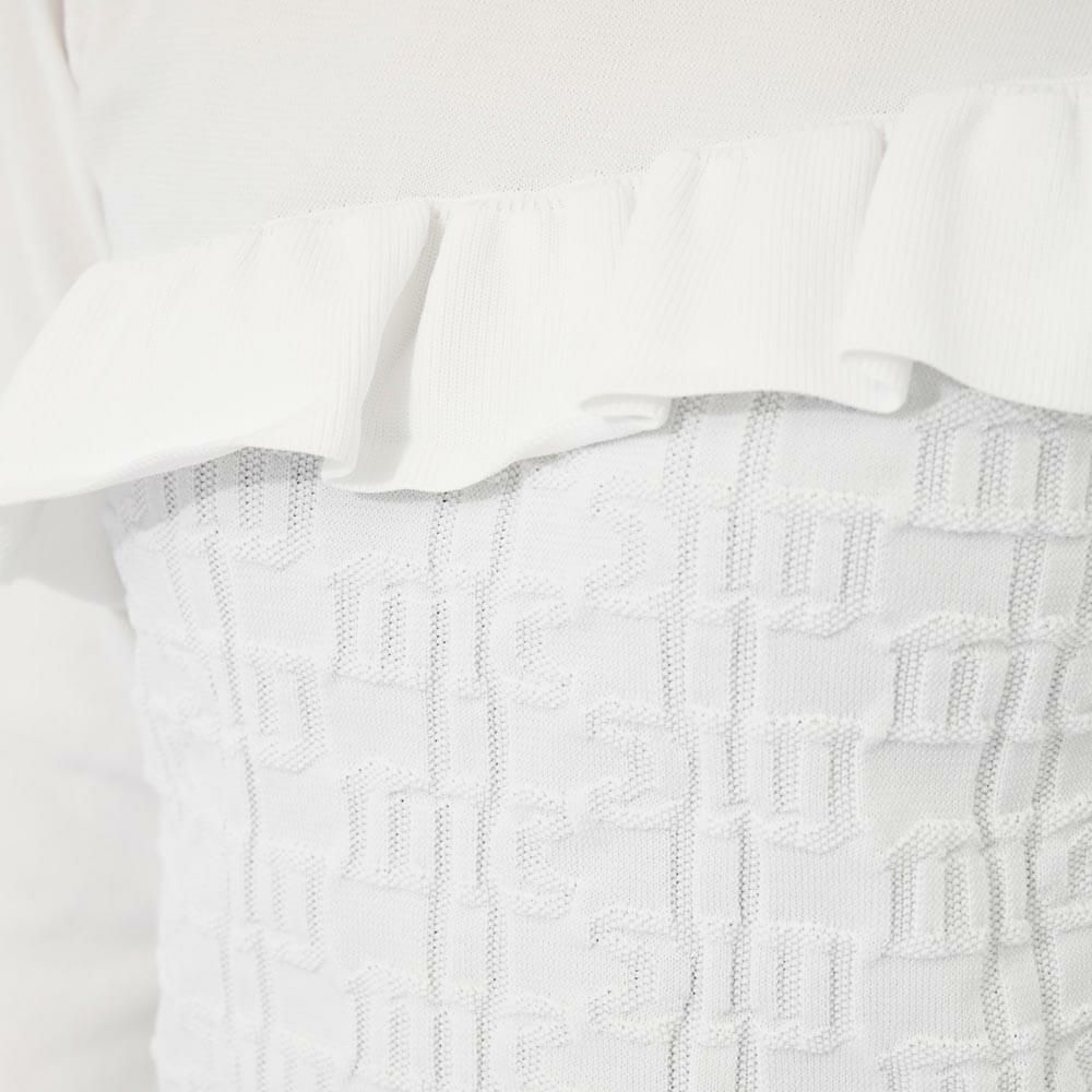 マリクレール marie claire　レディース フリル 切替デザイン ロゴジャカード 長袖 モックネック セーター 733-771　2023年モデル 詳細12