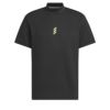 アディダス adidas　メンズ ロゴプリント ストレッチ 半袖 モックネックシャツ KSL87　2024年モデル ブラック（JJ0222）