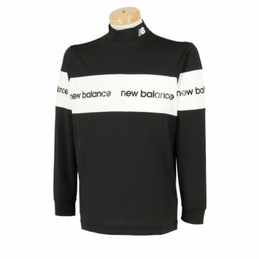 ニューバランスゴルフ　メンズ SPORT ロゴプリント メッシュ 配色ライン ストレッチ 長袖 モックネックシャツ 012-4267003　2024年モデル ブラック（010）